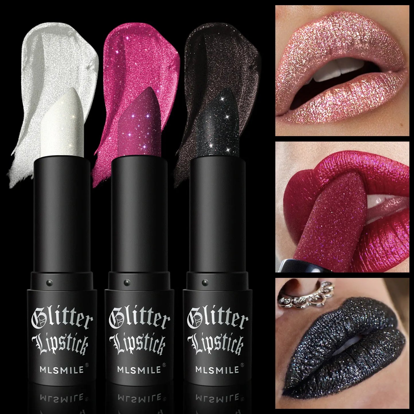 7 Colors Glitter Lipstick Set - Hydrating Metallic Finish