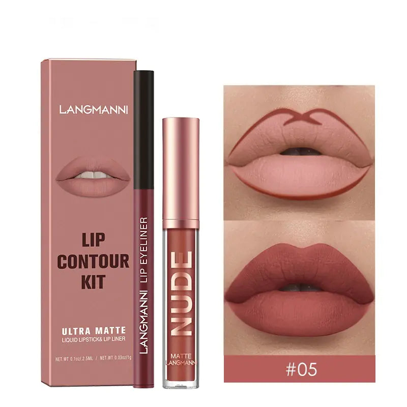 Lip Liner and Matte Lip Gloss Combination Set