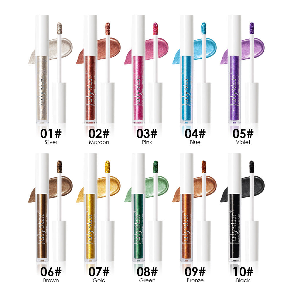 Eye Makeup Ten Colors Thin And Glittering Brightening Liquid Eye Shadow
