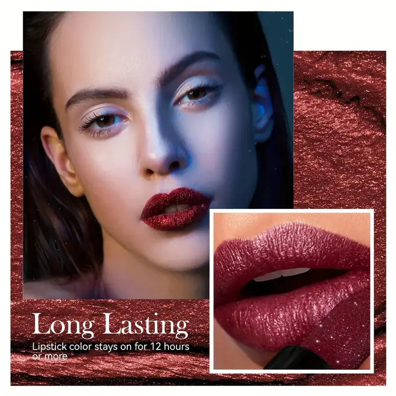 7 Colors Glitter Lipstick Set - Hydrating Metallic Finish