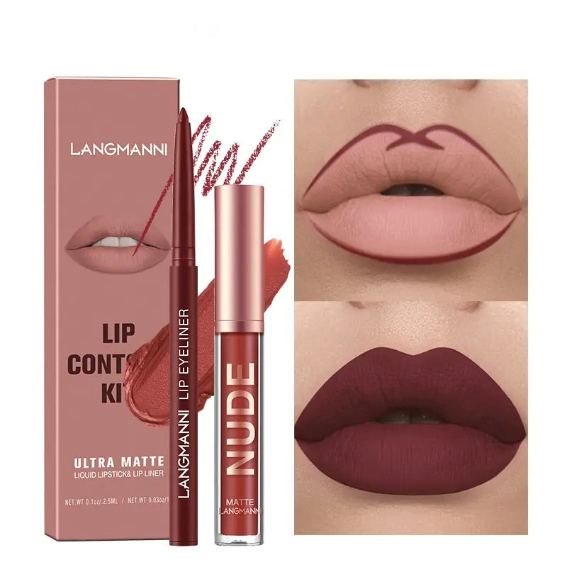 Lip Liner and Matte Lip Gloss Combination Set