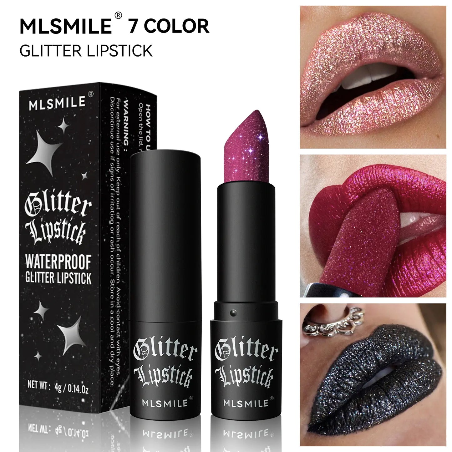 7 Colors Glitter Lipstick Set - Hydrating Metallic Finish