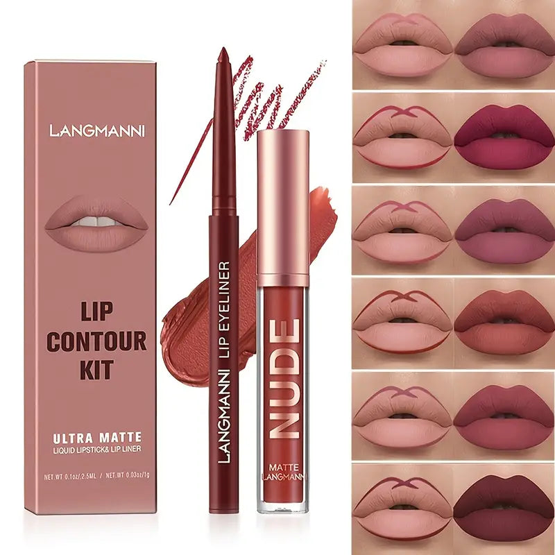 6-Color Matte Lip Liner and Lipstick Gift Set