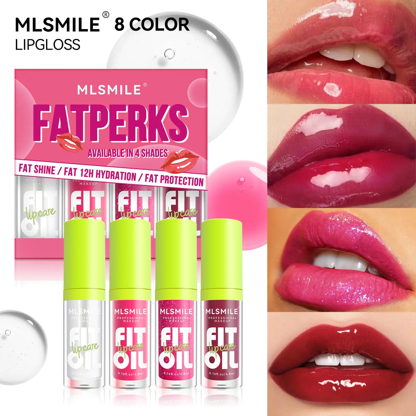 Lip Gloss Set - Moisturizing, Long-lasting, 4 Colors