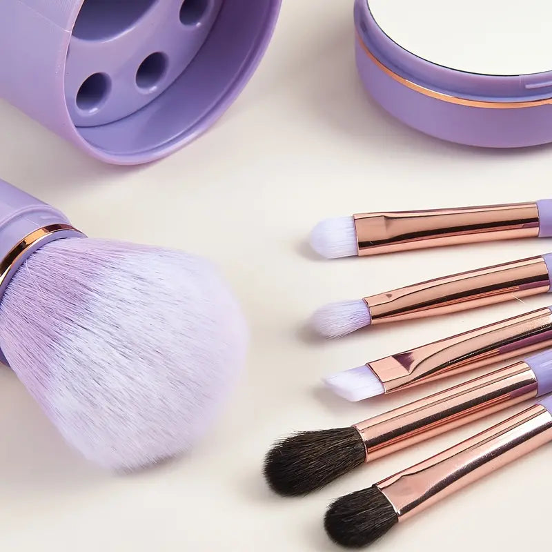 6pcs Makeup Brush Set with Mirror Holder Organizer