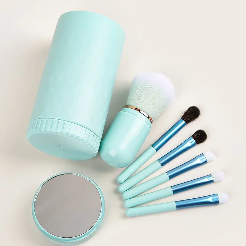 6pcs Makeup Brush Set with Mirror Holder Organizer