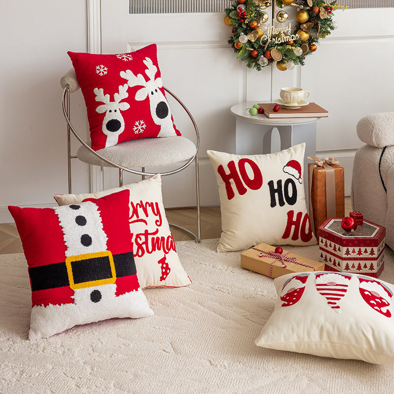 Christmas themed embroidered pillows home decor living room sofas pillows holiday home decor