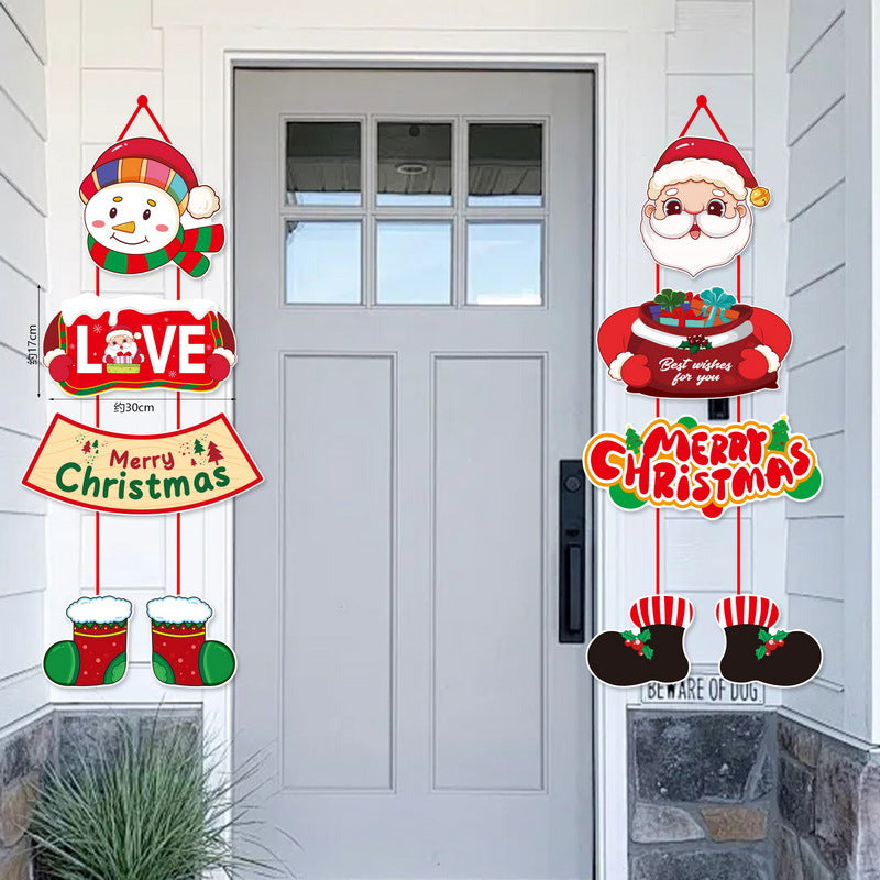 Christmas Scene Layout Cartoon Decoration Door Curtain