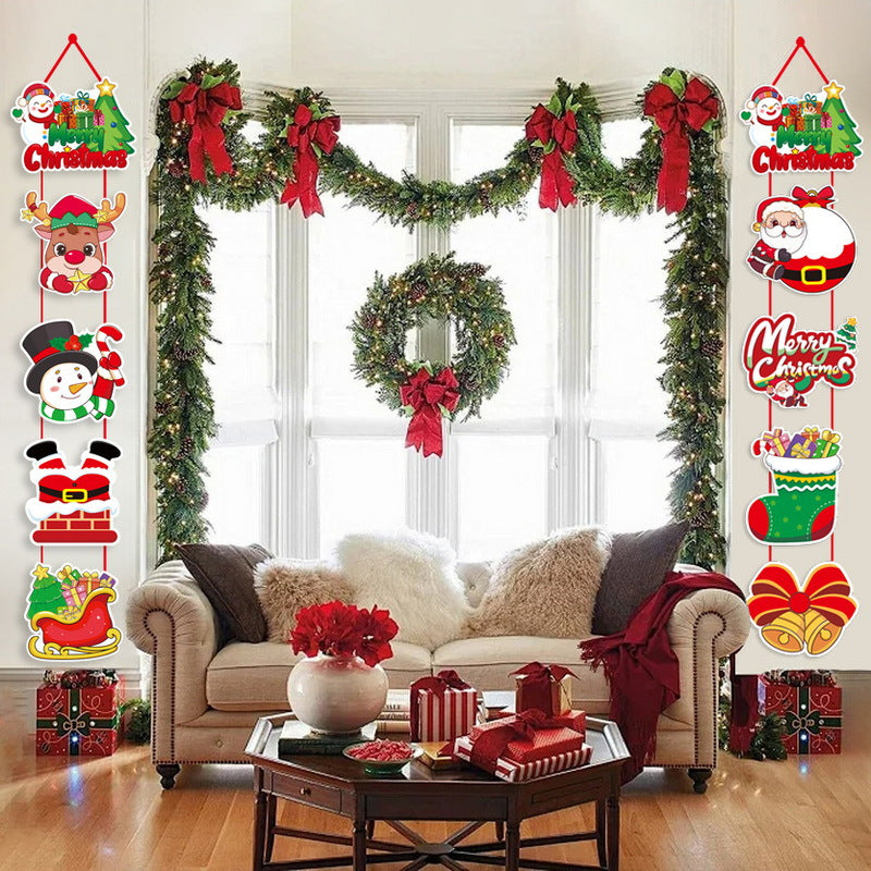 Christmas Scene Layout Cartoon Decoration Door Curtain
