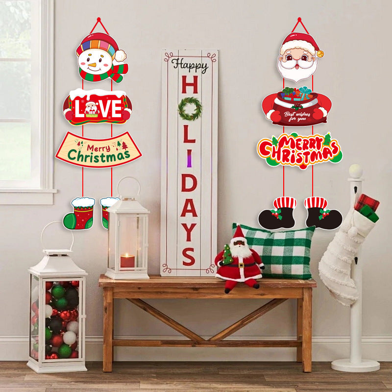 Christmas Scene Layout Cartoon Decoration Door Curtain