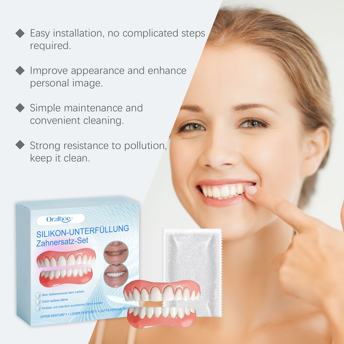 Cosmetic Denture Set Enhances Smile Comfort Material Cosmetic Teeth Filling Set