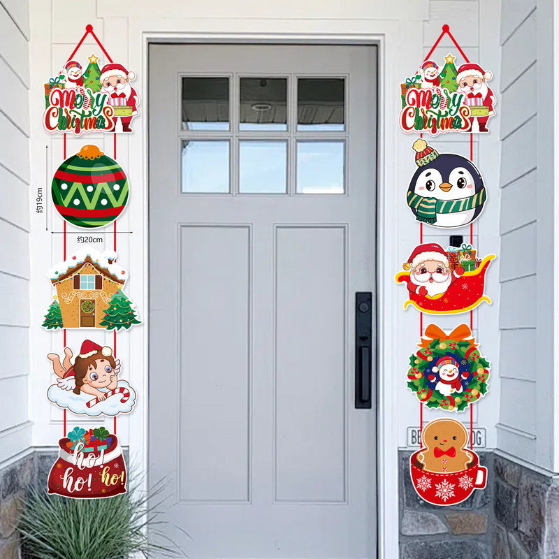 Christmas Scene Layout Cartoon Decoration Door Curtain