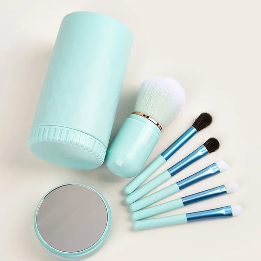 6pcs Makeup Brush Set with Mirror Holder Organizer